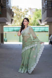 Fern Delight- Green Kota Doria Saree