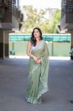 Fern Delight- Green Kota Doria Saree
