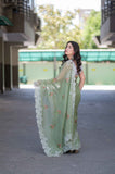 Fern Delight- Green Kota Doria Saree