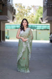 Fern Delight- Green Kota Doria Saree