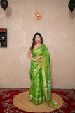 Green Shine- Zari Linen Saree