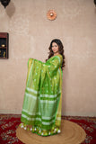 Green Shine- Zari Linen Saree