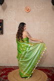 Green Shine- Zari Linen Saree