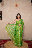 Green Shine- Zari Linen Saree