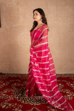 Gulsheen- Pink Leheriya Kota Silk saree