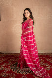Gulsheen- Pink Leheriya Kota Silk saree