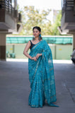Hansika- Turqoise Dabu Maheshwari Silk Saree