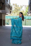 Hansika- Turqoise Dabu Maheshwari Silk Saree
