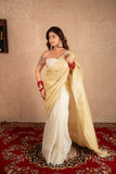 Harita- White Linen Saree