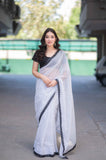 Ivory Speck - White Saree with Black Dots