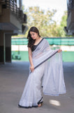 Ivory Speck - White Saree with Black Dots