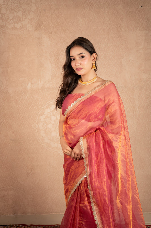 Ila- Pink Kota Tissue Saree