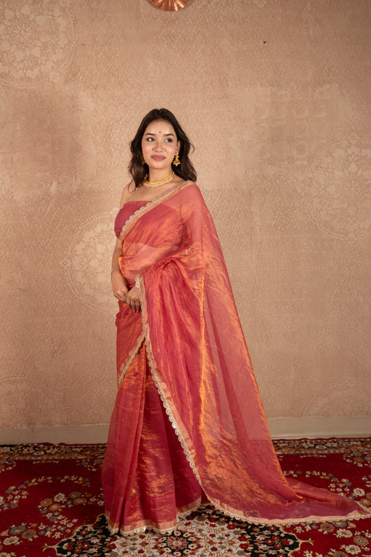 Ila- Pink Kota Tissue Saree