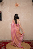Indulekha- Pink Striped Zari Linen Saree