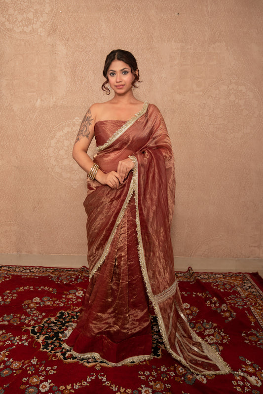 Kanika- Brown Gota Work Saree