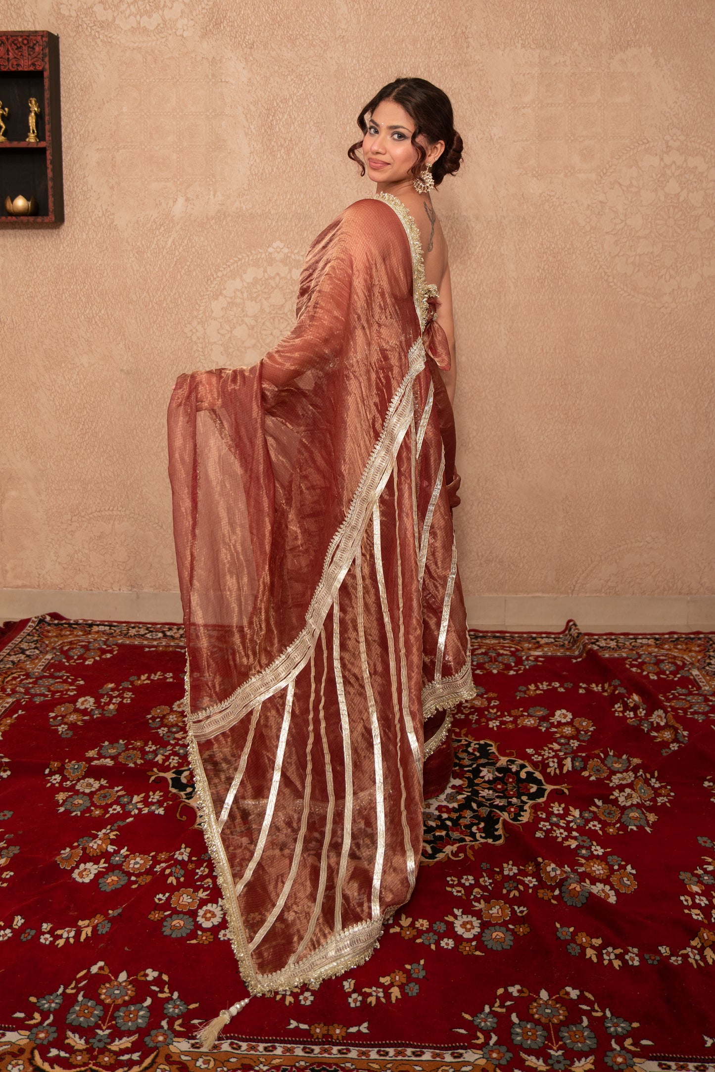 Kanika- Brown Gota Work Saree