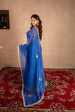 Kaya- Blue Buti work kota silks saree