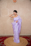 Komoli- Lavender Silk Linen Saree