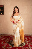 Komolika- White Linen Saree