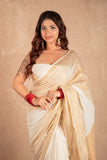 Komolika- White Linen Saree