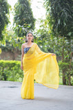 Lemon Lush - Kota Doria Saree