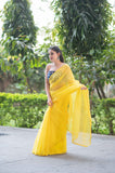 Lemon Lush - Kota Doria Saree