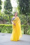 Lemon Lush - Kota Doria Saree