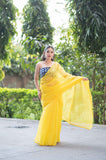 Lemon Lush - Kota Doria Saree