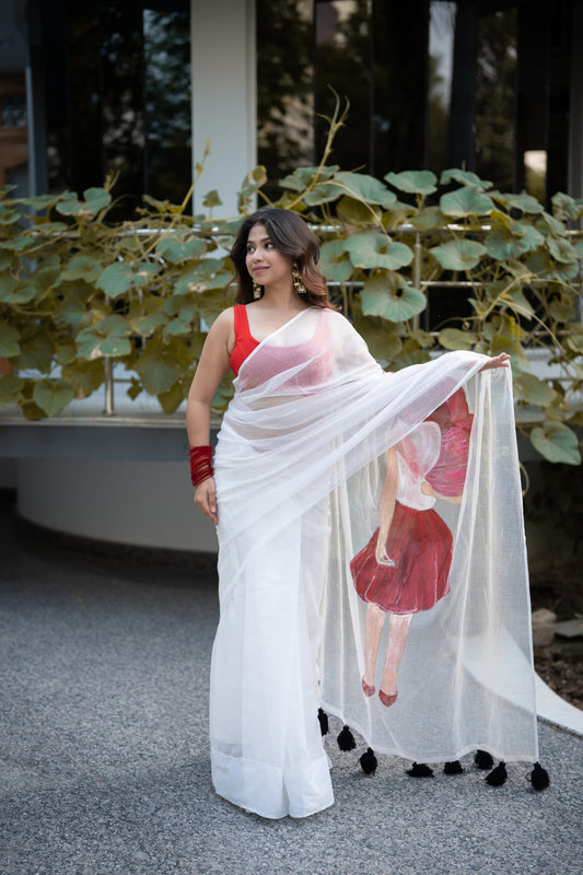 Love Square- Handpainted Kota Doria Saree