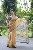 Marigold- Yellow Ajrakh Kota Doria Saree