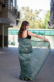 Mrinalini- Green Dabu Maheshwari Silk Saree