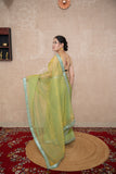 Maahi - Green Tissue Saree with Border