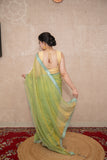 Maahi - Green Tissue Saree with Border