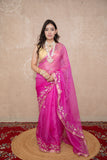 Madhurima- Pink Floral Gota Saree