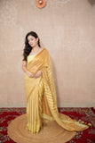 Meghrima- Yellow Striped Zari Linen Saree
