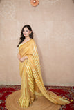 Meghrima- Yellow Striped Zari Linen Saree