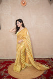 Meghrima- Yellow Striped Zari Linen Saree