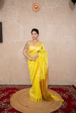 Mehalika- Yellow Saree with hand embroidery