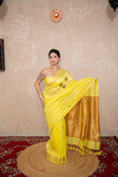 Mehalika- Yellow Saree with hand embroidery