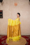 Mehalika- Yellow Saree with hand embroidery