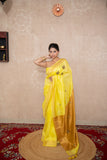 Mehalika- Yellow Saree with hand embroidery
