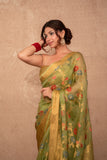 Misri- Green Floral Kota Silk Saree