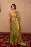 Misri- Green Floral Kota Silk Saree