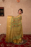 Misri- Green Floral Kota Silk Saree