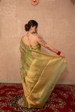 Misri- Green Floral Kota Silk Saree