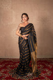 Mridula- Blue Striped Linen Saree