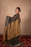 Mridula- Blue Striped Linen Saree