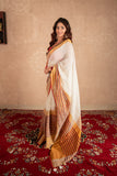 Navri- White Striped Linen Saree