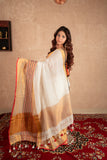Navri- White Striped Linen Saree