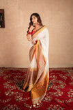 Navri- White Striped Linen Saree